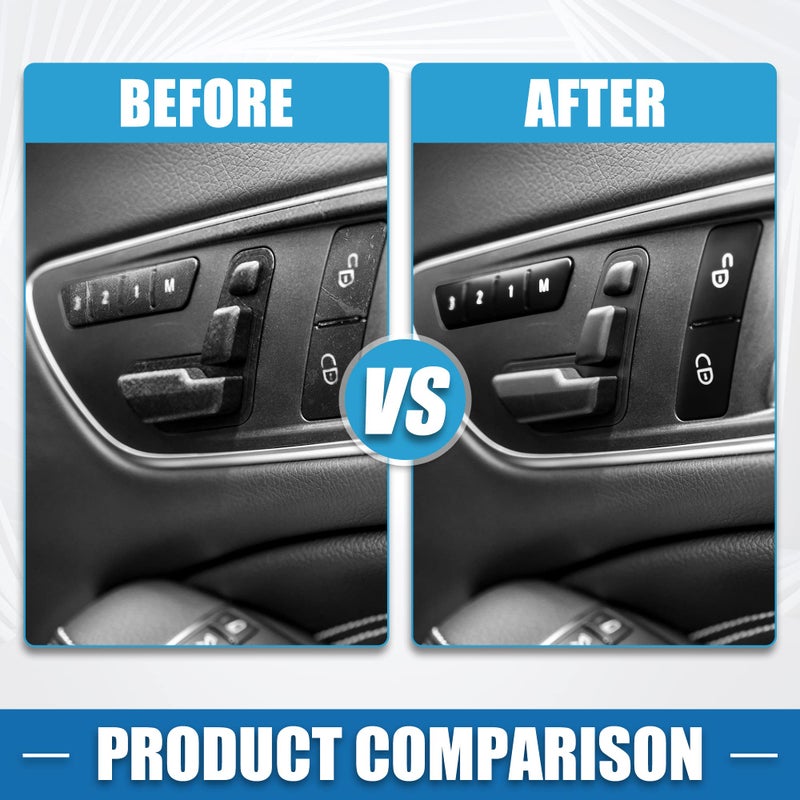 A ABSOPRO Car Seat Memory Door Lock Unlock Button Sticker Adjust Switch Button Trim Cover for Benz a Class 13-17 Black (Set of 12) - Image 3