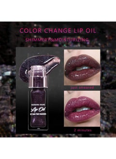 Charm Kiss 2024 New Magic Black Color Changing Lip Oil，Warm Change Glitter Lip Gloss, Color Changing Lip Oil V2, Color Changing Lip Gloss, Moisturizing Plumping Clear Lips Oil Tinted Lip Plumper Lips Care  - Image 2