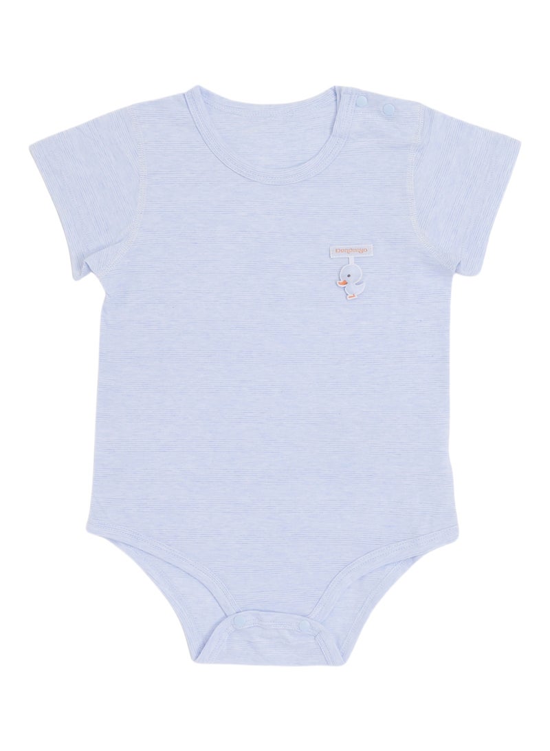 Baby Crawling Bodysuit - Cotton Blend Lightweight Triangle Bodysuit with Duck Pendant, Snap Crotch, Half Sleeve - For 1-18 Months  - Image 2