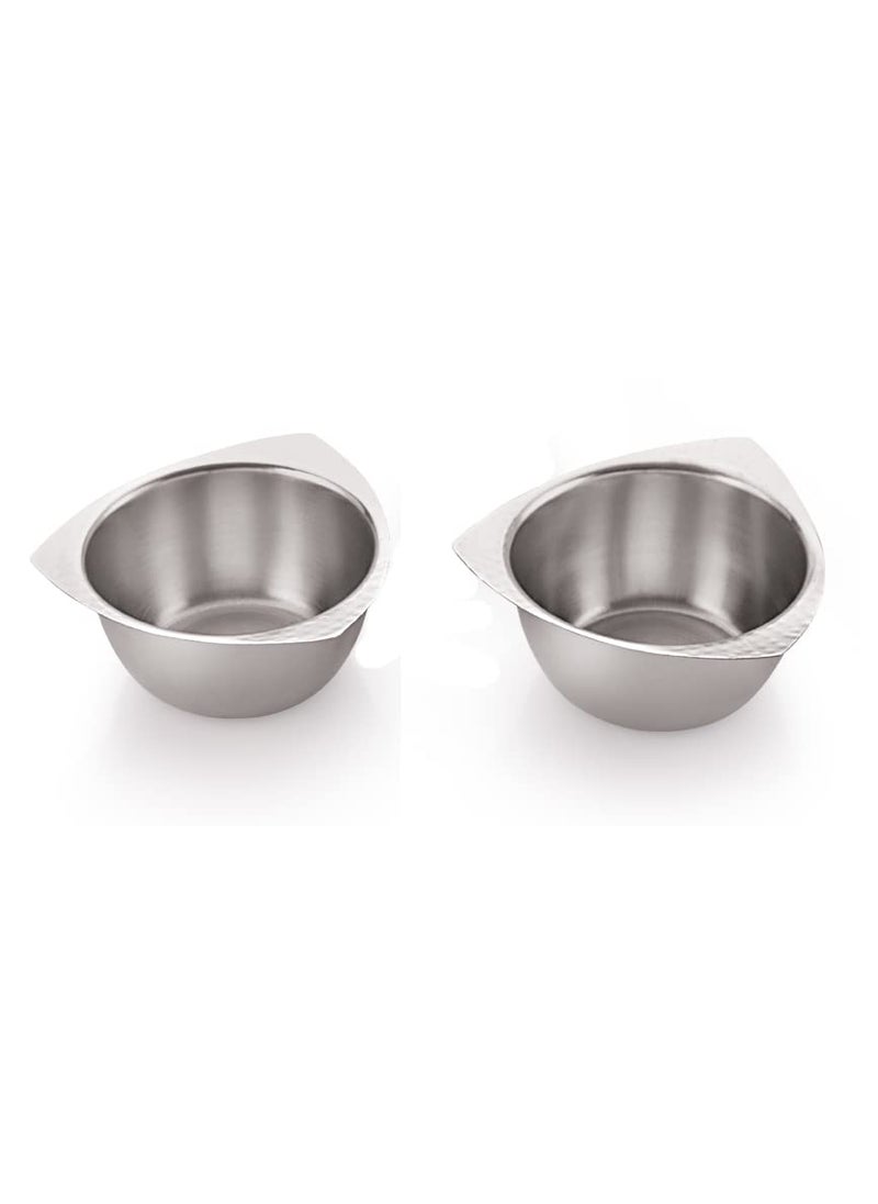 FINALITY FINALITY Stainless Steel triangale Hammared Dessert Bowl Size 10 cm 2 