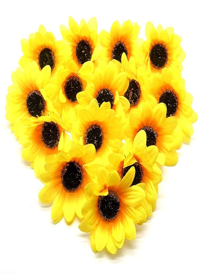 Aliotech 20pcs Beautiful Artificial Silk Yellow Sunflower Heads Mini Fake Sunflowers for Home Decoration Party DIY Wedding Bouquets Baby Shower Outdoor Indoor Decoration - Image 1