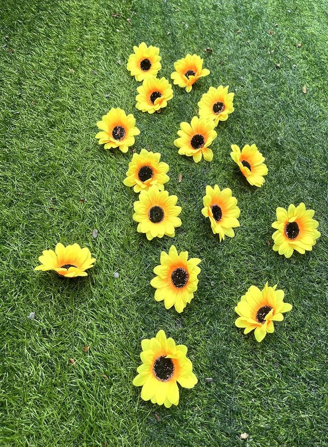 Aliotech 20pcs Beautiful Artificial Silk Yellow Sunflower Heads Mini Fake Sunflowers for Home Decoration Party DIY Wedding Bouquets Baby Shower Outdoor Indoor Decoration - Image 4