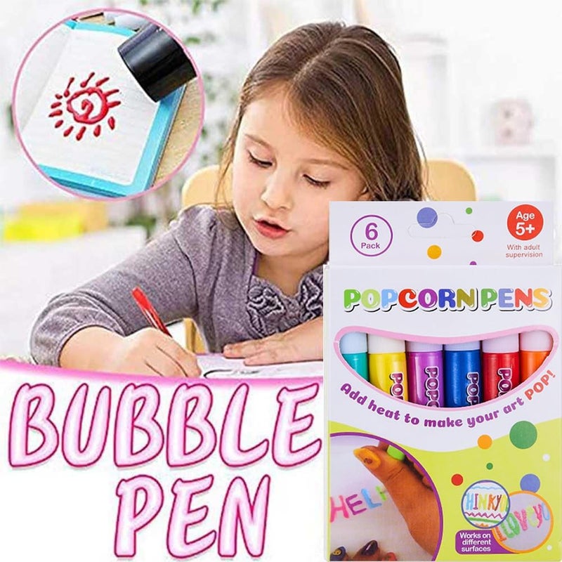 klarako DIY Bubble Popcorn Drawing Pens - Magic Puffy Pens, Magic Popcorn Color Paint Pen, Puffy Pens Heat Activated, Puffy Bubble Pen Puffy 3D Art Safe Pen, for Greeting Birthday Cards Kids (1Pcs) - Image 2