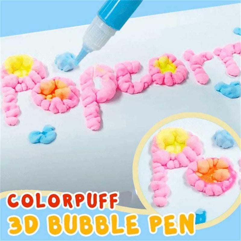 klarako DIY Bubble Popcorn Drawing Pens - Magic Puffy Pens, Magic Popcorn Color Paint Pen, Puffy Pens Heat Activated, Puffy Bubble Pen Puffy 3D Art Safe Pen, for Greeting Birthday Cards Kids (1Pcs) - Image 3