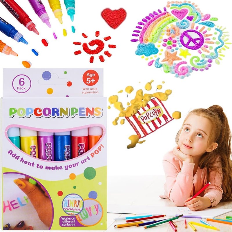 klarako DIY Bubble Popcorn Drawing Pens - Magic Puffy Pens, Magic Popcorn Color Paint Pen, Puffy Pens Heat Activated, Puffy Bubble Pen Puffy 3D Art Safe Pen, for Greeting Birthday Cards Kids (1Pcs) - Image 1