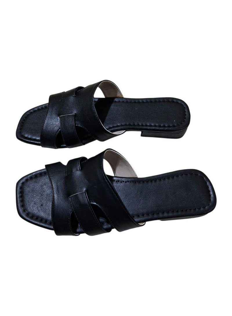 Karisma Flat Squared Toe Slippers With Strappy Upper Design - Image 2