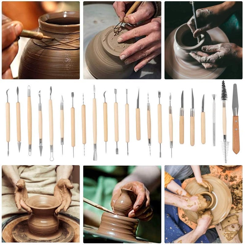 RAIYARAJ 15Pcs Pottery Tools Professional Clay Sculpture Molding Carving Wooden Metal for Pottery Modeling - Image 3