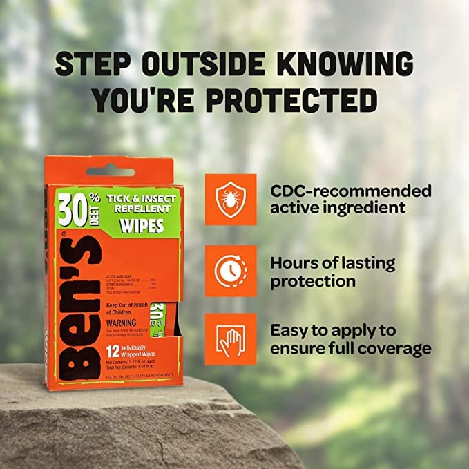 Ben's 30 Deet Mosquito Tick Insect & Bug Repellent Field Wipes - 24 Pack - Image 3
