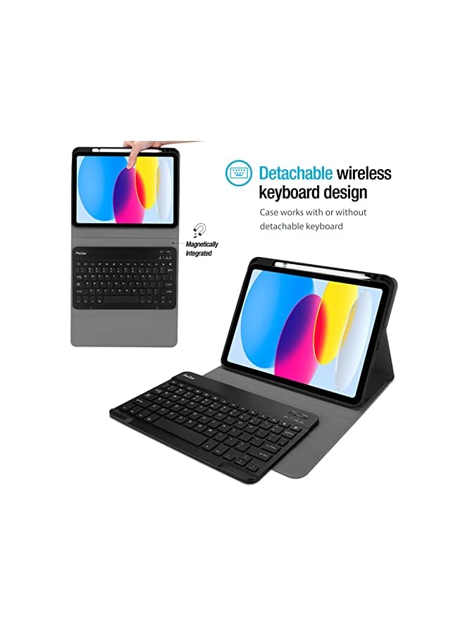 Procases Keyboard Case For Ipad 10Th Generation, 2022 Ipad 10.9 Inch Case With Magnetically Detachable Wireless Keyboard For Ipad 10Th Gen A2696 A2757 A2777 -Black - Image 2