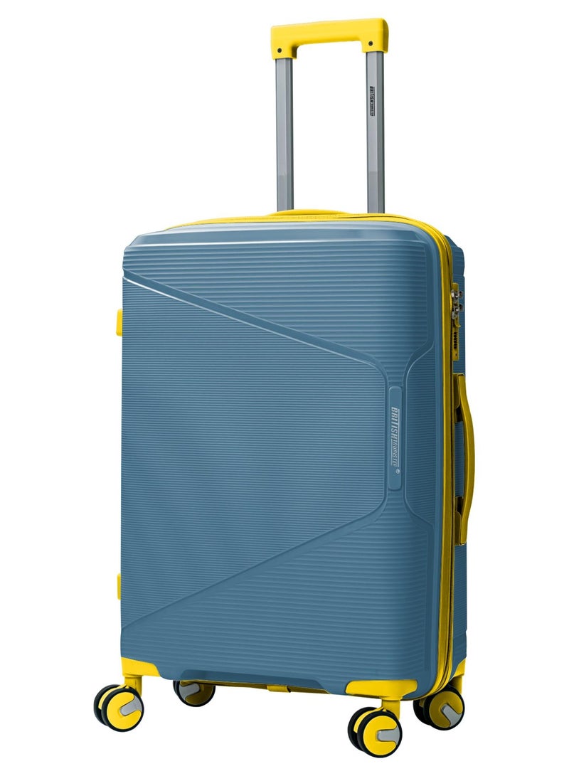 BRITISH TOURISTER 24-Inch Polypropylene Hardside Suitcase with TSA Lock | Lightweight Spinner Trolley Bag with 360° Wheels | Durable Check-In Luggage for Secure Travel - Peacock Blue - Image 1