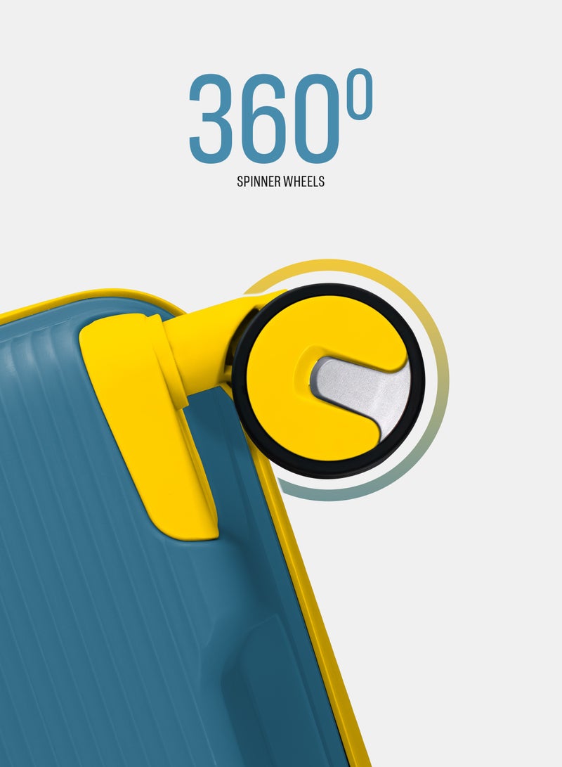 BRITISH TOURISTER 24-Inch Polypropylene Hardside Suitcase with TSA Lock | Lightweight Spinner Trolley Bag with 360° Wheels | Durable Check-In Luggage for Secure Travel - Peacock Blue - Image 4