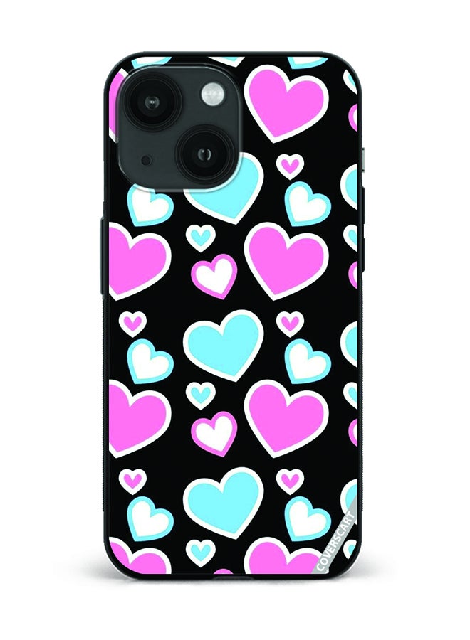 Protective Case Cover For Apple iPhone 13 Hearts Design Multicolour