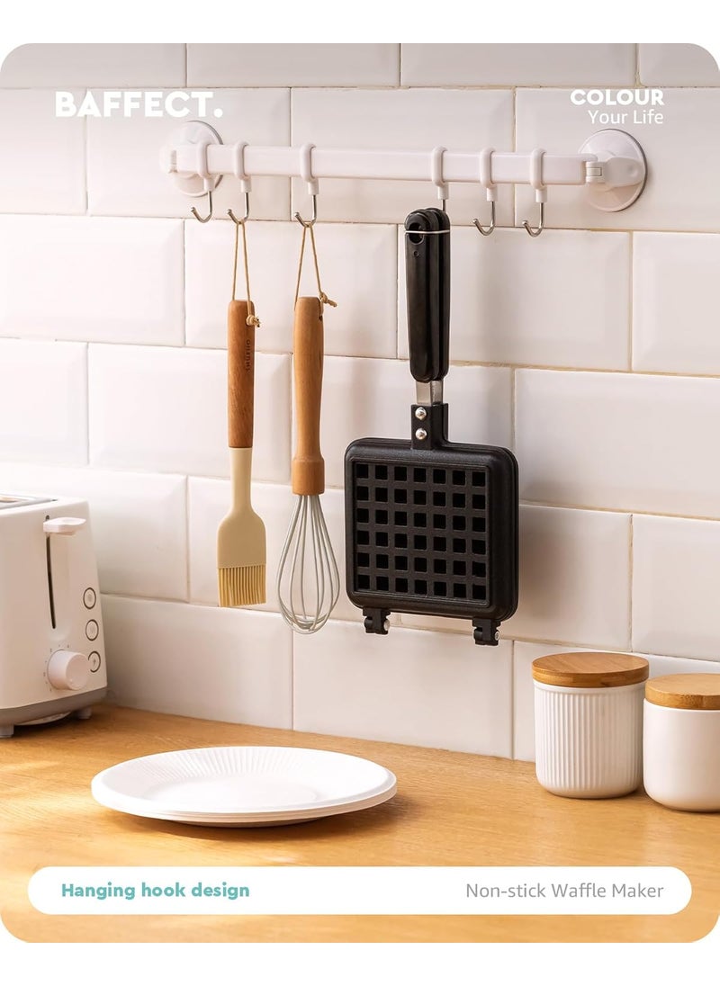 baffect Baffect Stove Top Iron Waffle MakerDeep Fill NonStick Plates Teflon Coating For Easy Clean Mini Waffle Baking Pan Bakeware For Snacks Breakfast1000 Watts Black  - Image 4