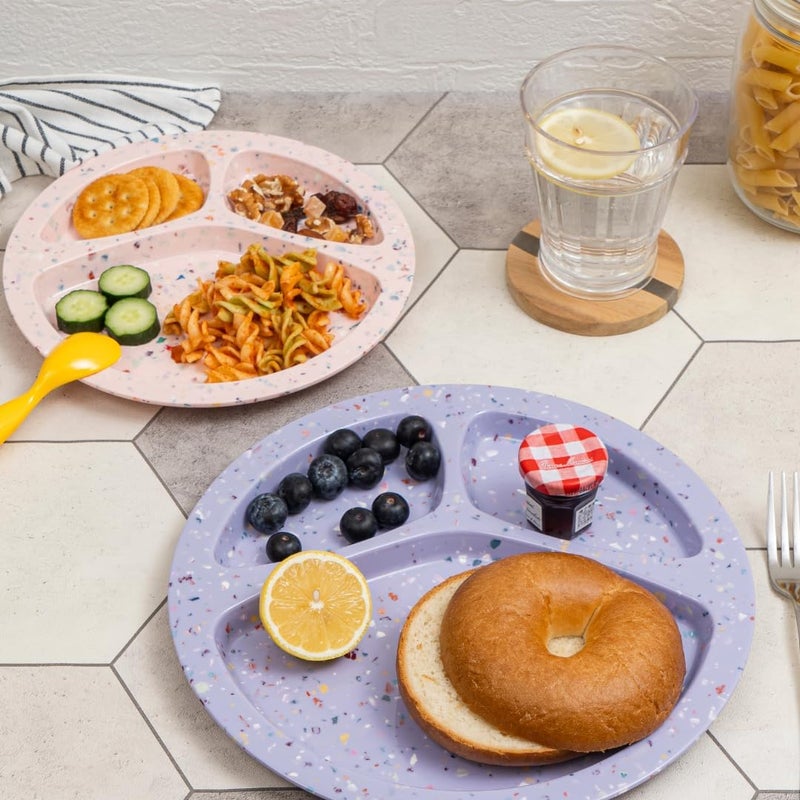 bzyoo 11Inch Divided Plate Set of 2  Unbreakable 100 Food Safe Melamine Plate Dishwasher Safe Portion Control Plate with Dividers for BBQs Parties - Image 3