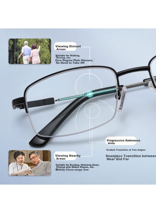 Fenchi Pure Titanium Ultra-light Reading Gl For Men, Middle-aged And Elderly, Gift For Dad, High-definition Anti-blue Light Bifocal Smart Zoom Presbyopic Gl - Image 1