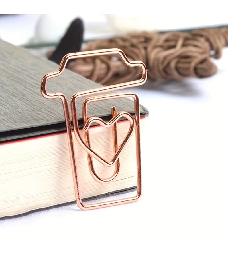 30 Golden Coffee Cup Shaped Paper Clips Durable Metal Unique Design Office Home Organization Memo Holders Document Organizers Multipurpose Bookmarks Perfect Stationery Gift - Image 5