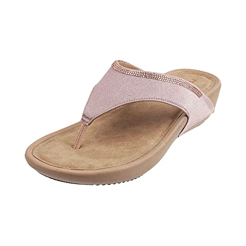Metro Womens Synthetic Rose Gold Slippers (Size (8 UK (41 EU)) - Image 1