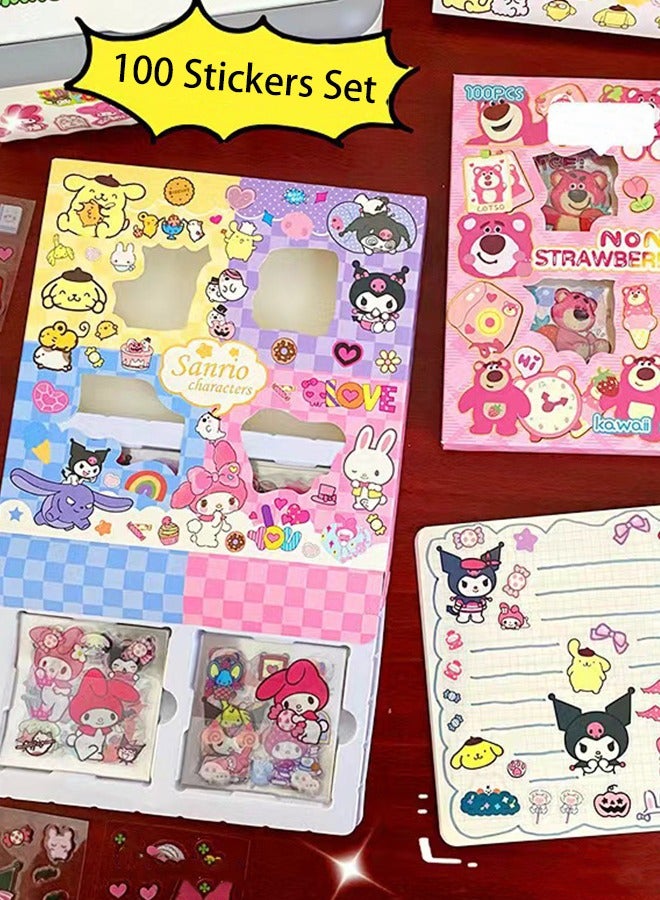 Sanrio Anime Girl Stickers - 100 Sheets Sanrio Stickers Kit, Vinyl Cartoon Aesthetic Decorative Sticker Set, Ideal for Scrapbooking, Journaling, Laptops and Room Decoration - Image 4