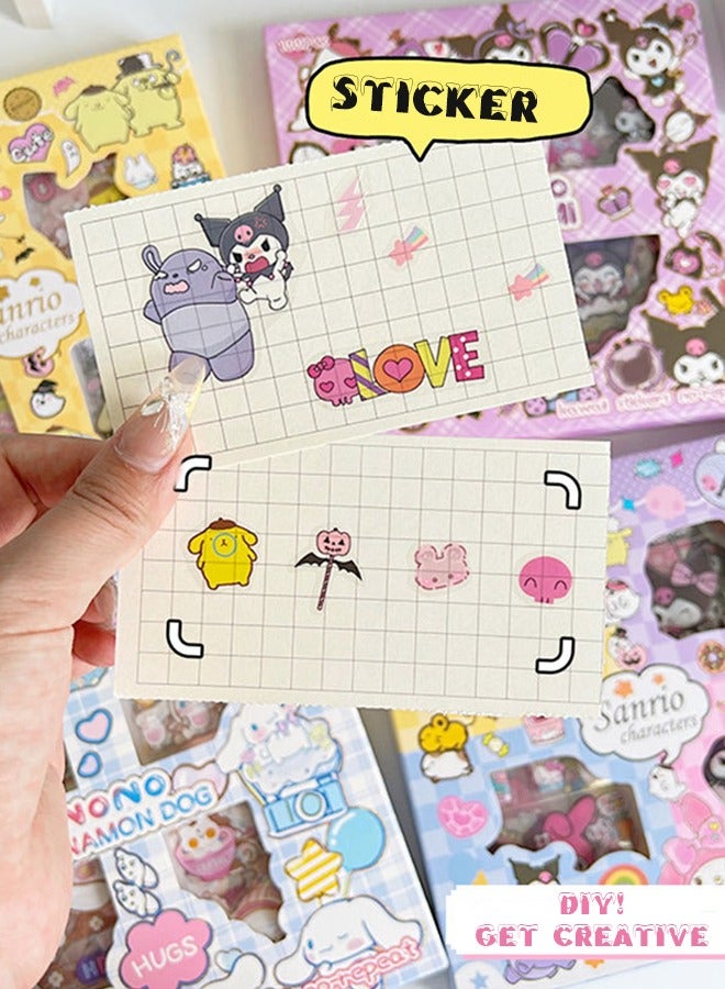 Sanrio Anime Girl Stickers - 100 Sheets Sanrio Stickers Kit, Vinyl Cartoon Aesthetic Decorative Sticker Set, Ideal for Scrapbooking, Journaling, Laptops and Room Decoration - Image 3