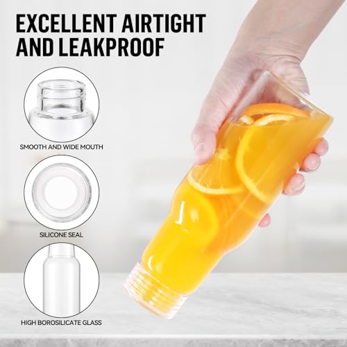 CWHHRN 17 Oz Glass Juice Bottles with Lids, Glass Bottles, BPA Free, Borosilicate Glass for Juicing, Smoothies, Infused Water, Beverage Storage, Shaker Bottles (1 Pack) - Image 3