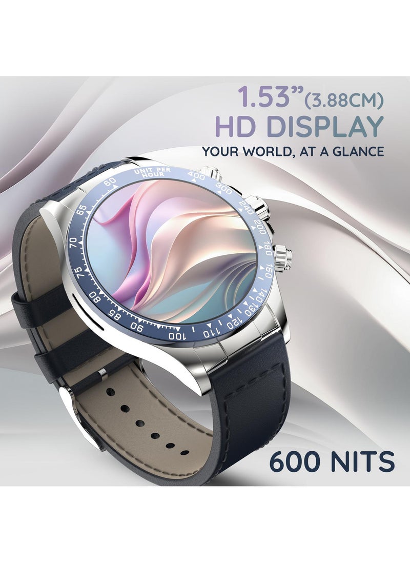 Pebble Zenith 1.53" Smartwatch for Men and Women, HD Display, 600 Nits Brightness, Bluetooth Calling, Wireless Charging, In-Built Compass, Metal Build  - Image 2