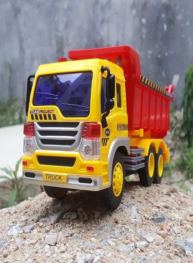 FMT 1:16 Friction Powered Toy Dump Truck With Lights & Sound Push & Go Friction Truck Toy For Boys & Girls - Image 4