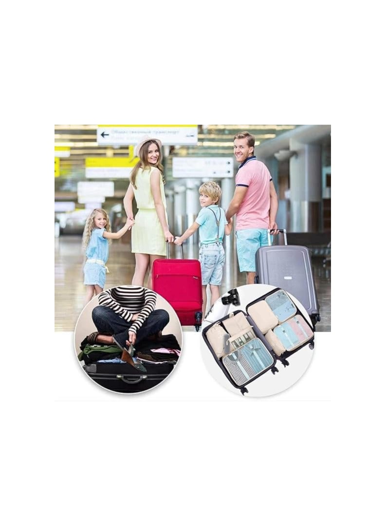 Dubkart 8Pcs Packing Cubes for Storage Luggage Packing Cube Organizer Travel Packing Cubes Set Clothes Shoes Storage Travel Organizer Bags for Luggage (Beige) - Image 4