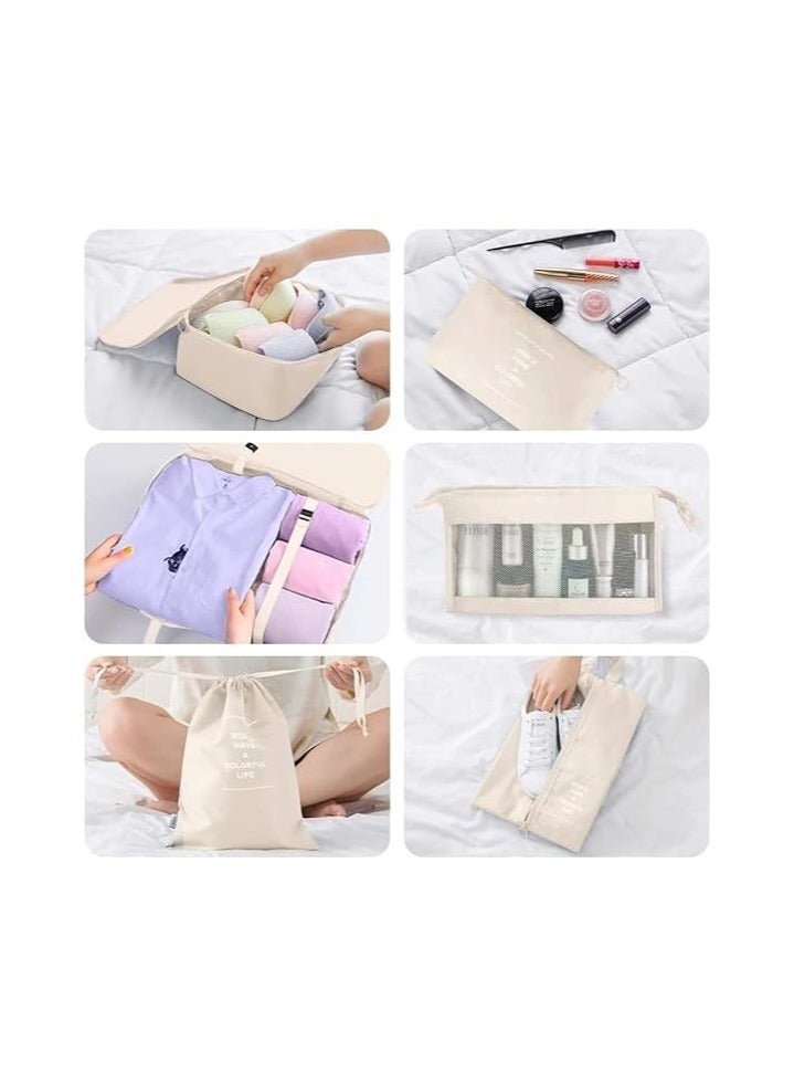 Dubkart 8Pcs Packing Cubes for Storage Luggage Packing Cube Organizer Travel Packing Cubes Set Clothes Shoes Storage Travel Organizer Bags for Luggage (Beige) - Image 2