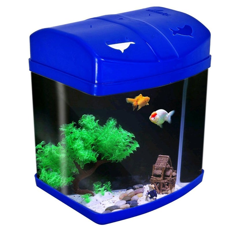 rizopets Mini Aquarium Fish Tank | Breeding Tank for Betta Fish | Suitable for Home Decoration, Office, & Living Room Decoration (16x18x14 cm) (Blue) - Image 4