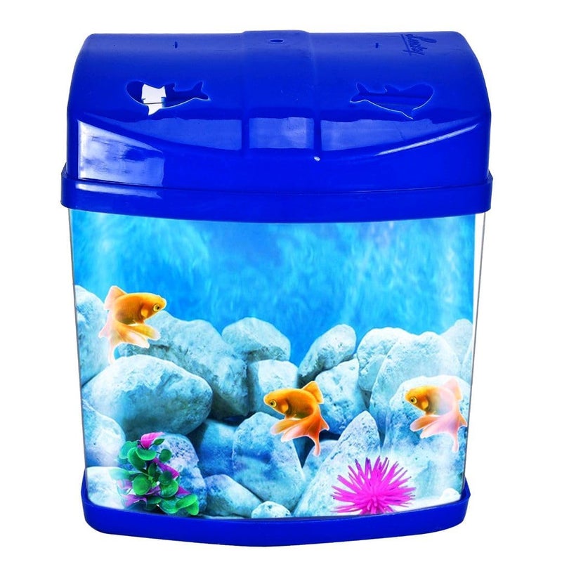 rizopets Mini Aquarium Fish Tank | Breeding Tank for Betta Fish | Suitable for Home Decoration, Office, & Living Room Decoration (16x18x14 cm) (Blue) - Image 1