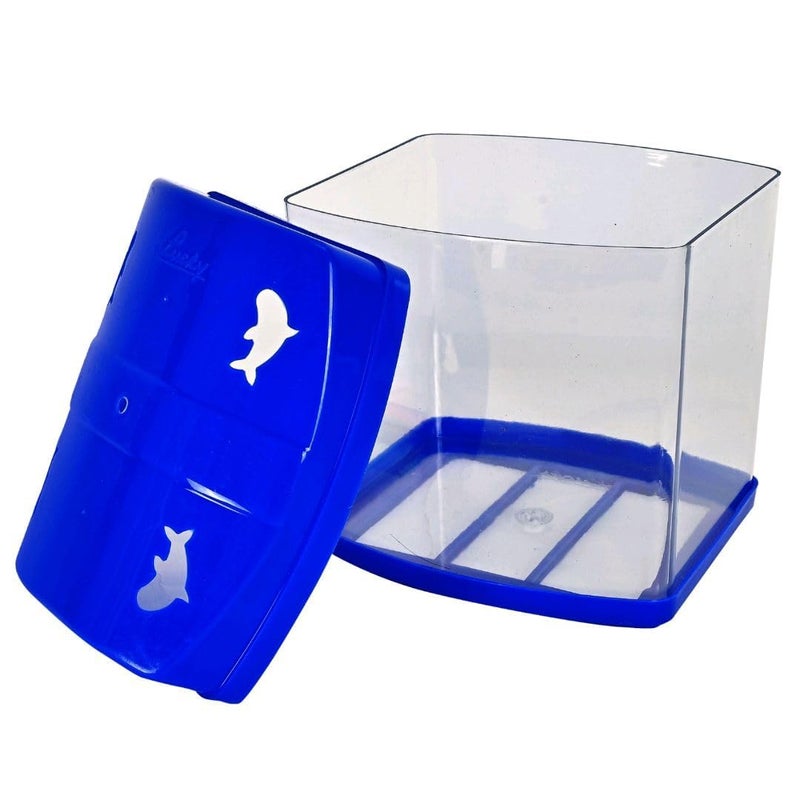 rizopets Mini Aquarium Fish Tank | Breeding Tank for Betta Fish | Suitable for Home Decoration, Office, & Living Room Decoration (16x18x14 cm) (Blue) - Image 3