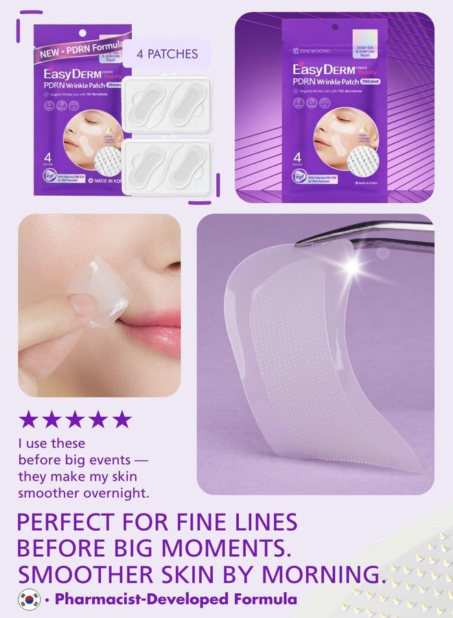 DWEasyDerm لصقات DWEasyDerm EasyDerm PDRN - للعناية بمنطقة تحت العين وخطوط الابتسامة، 4 لصقات | منتجات العناية بالبشرة الكورية (K-Beauty) مع الكولاجين وعامل نمو البشرة (EGF)، قناع العين PDRN، أساسيات العناية الذاتية، مستلزمات الصيف والسفر - Image 4