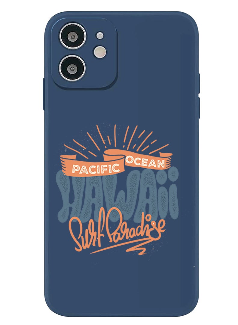 Theodor Protective Slim Fit Case Liquid Silicone Cover with Full Body Protection Anti-Scratch Shockproof Case For iPhone 12 Blue  - Hawaii Surf Paradise Pacific copy - Image 1