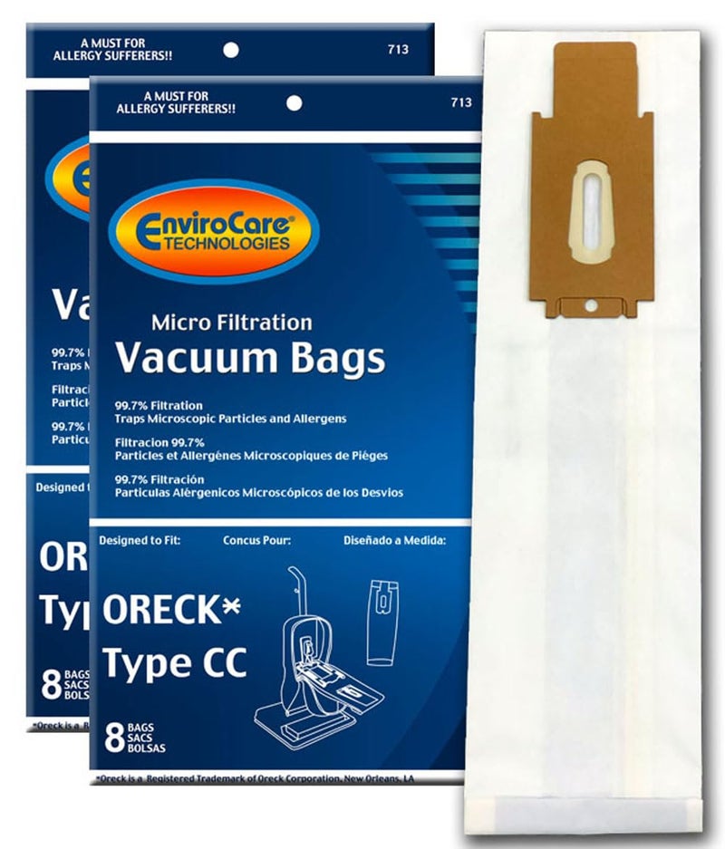 ENVIROCARE EnviroCare Replacement Micro Filtration Vacuum Cleaner Dust Bags for Oreck Type CC XL Fits All XL7 XL21 2000s 3000s 4000s 8000s 9000s Series Model Upright Vacuum Cleaners 16 Pack 