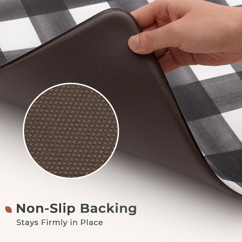 Fresh Mint Modern Farmhouse Plaid 2 Piece Set Kitchen Mats for Floor Anti Fatigue Waterproof & Non-Skid Kitchen Rugs Cushioned Kitchen Mat for Standing Washable Comfort Desk Kitchen Runners - Image 5