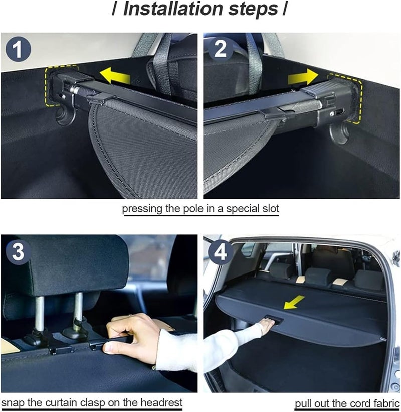 QASULER Retractable Car Rear Trunk Cargo Cover - Image 3
