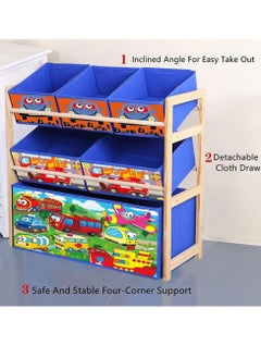 Kids Deluxe Multi Bin Toy Organizer With Storage Box Solid Wood Cartoon Toy Rack Boys and Girls Toy Box Storage Solid and Practical for Boys and Girls Car - pzsku/Z527BC66E7ACBE2EBF51EZ/45/_/1714490008/db51fb03-d3e7-4659-8bf3-bd58617c0cf5