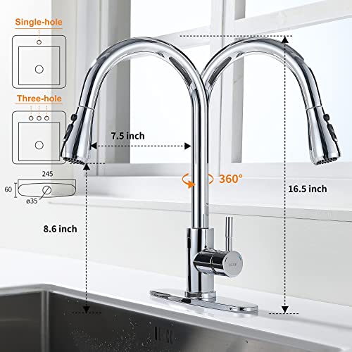 Keer Touchless Faucet with Pull-Down Sprayer, Polished Chrome, Hands-Free, 3 Modes, Single Handle, Easy Assembly - Image 4