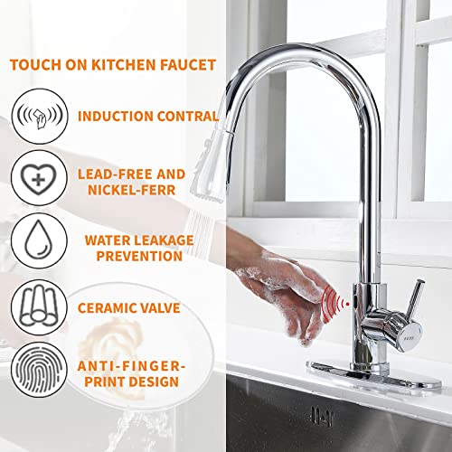 Keer Touchless Faucet with Pull-Down Sprayer, Polished Chrome, Hands-Free, 3 Modes, Single Handle, Easy Assembly - Image 2