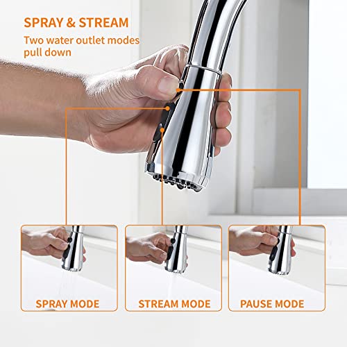 Keer Touchless Faucet with Pull-Down Sprayer, Polished Chrome, Hands-Free, 3 Modes, Single Handle, Easy Assembly - Image 5