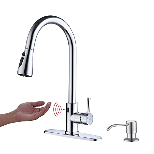 Keer Touchless Faucet with Pull-Down Sprayer, Polished Chrome, Hands-Free, 3 Modes, Single Handle, Easy Assembly - Image 1