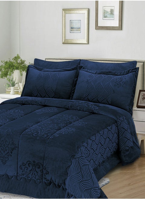 Master Home Textile Velvet Comforter Sets, 6 Pcs King Size, Fits 200 x 200 cm Double Size Bed,  Soft, Warm