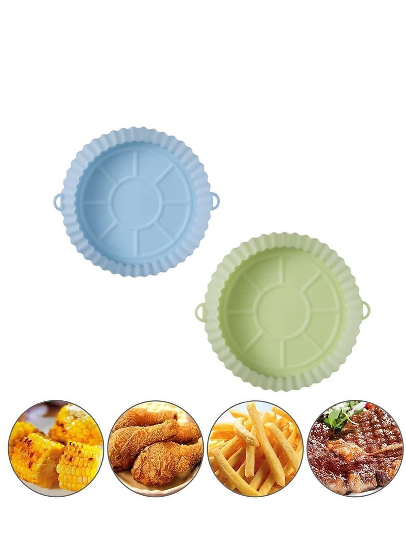 Air Silicone Fryer, 2 Pack Reusable Food Grade Material for 6.3 Fryer Pans, Non-Stick, Oil Resistant, Paper Lined Bake Microwave (Blue, Green) - Image 1