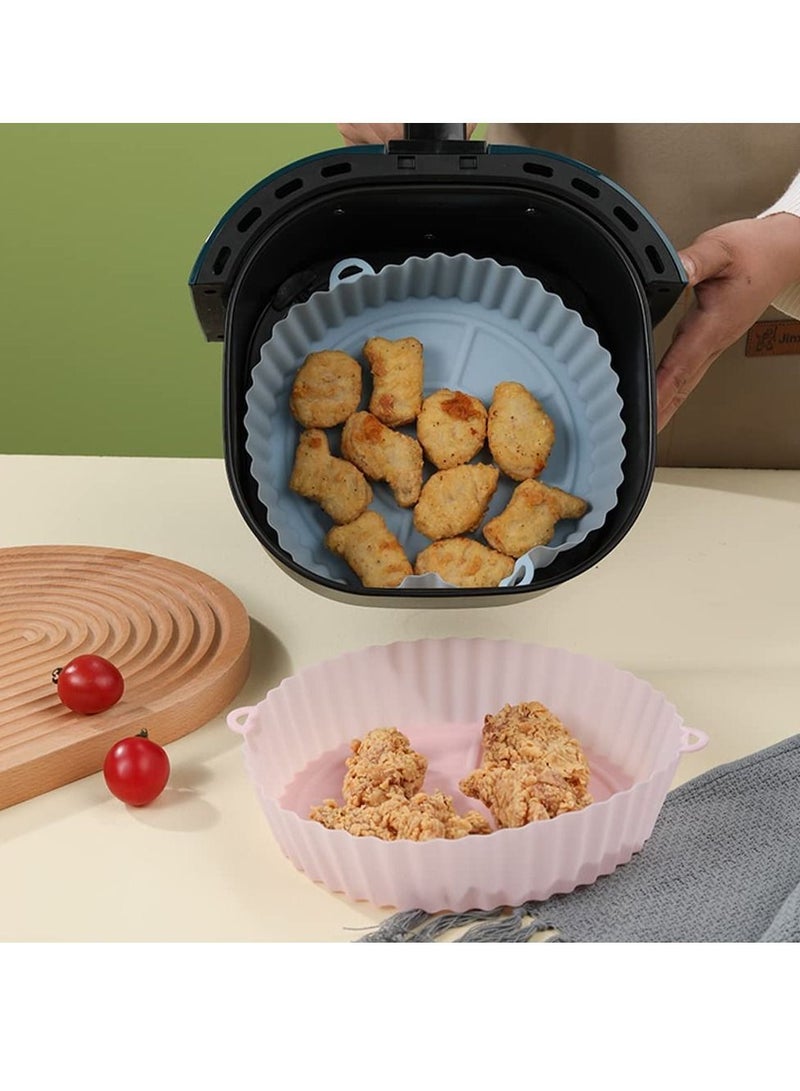 Air Silicone Fryer, 2 Pack Reusable Food Grade Material for 6.3 Fryer Pans, Non-Stick, Oil Resistant, Paper Lined Bake Microwave (Blue, Green) - Image 3
