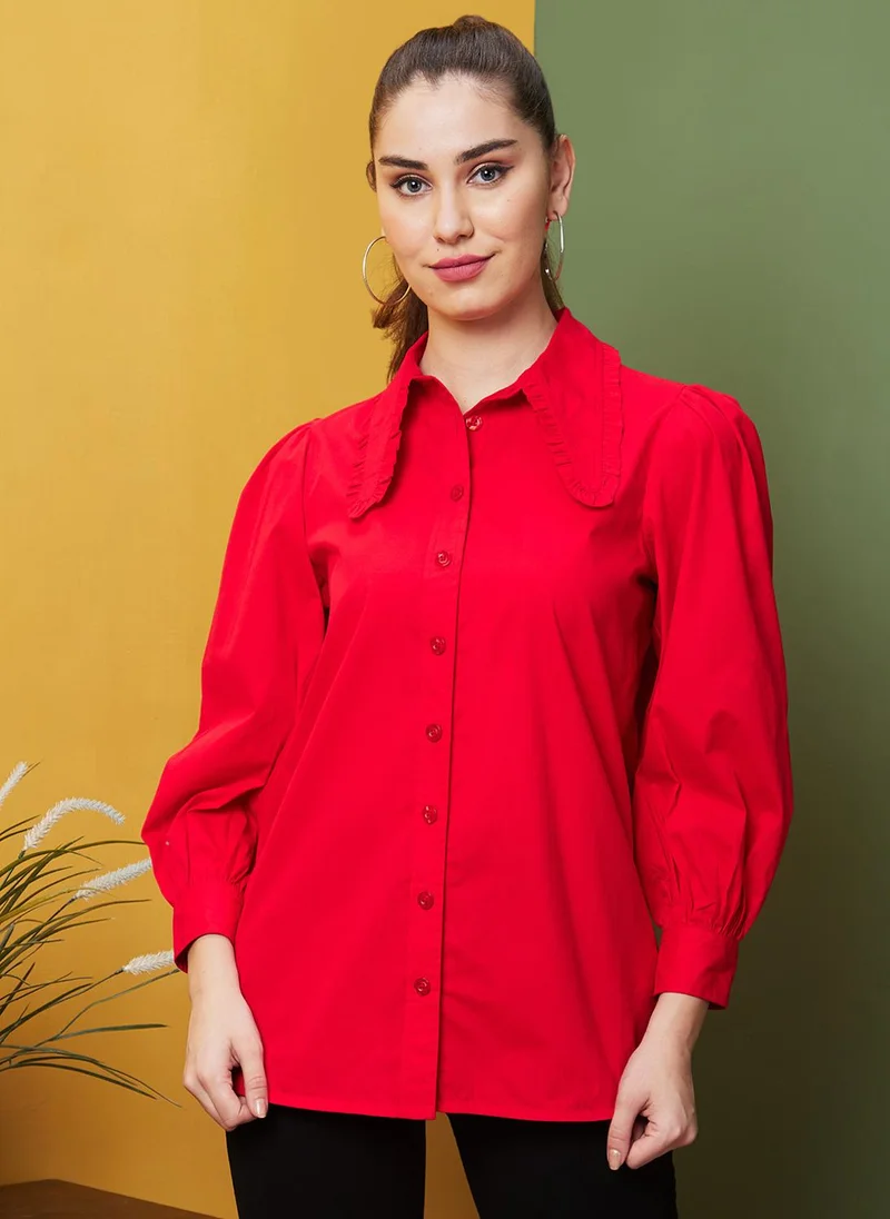 globus Globus Women Frilled Shirt Style Top