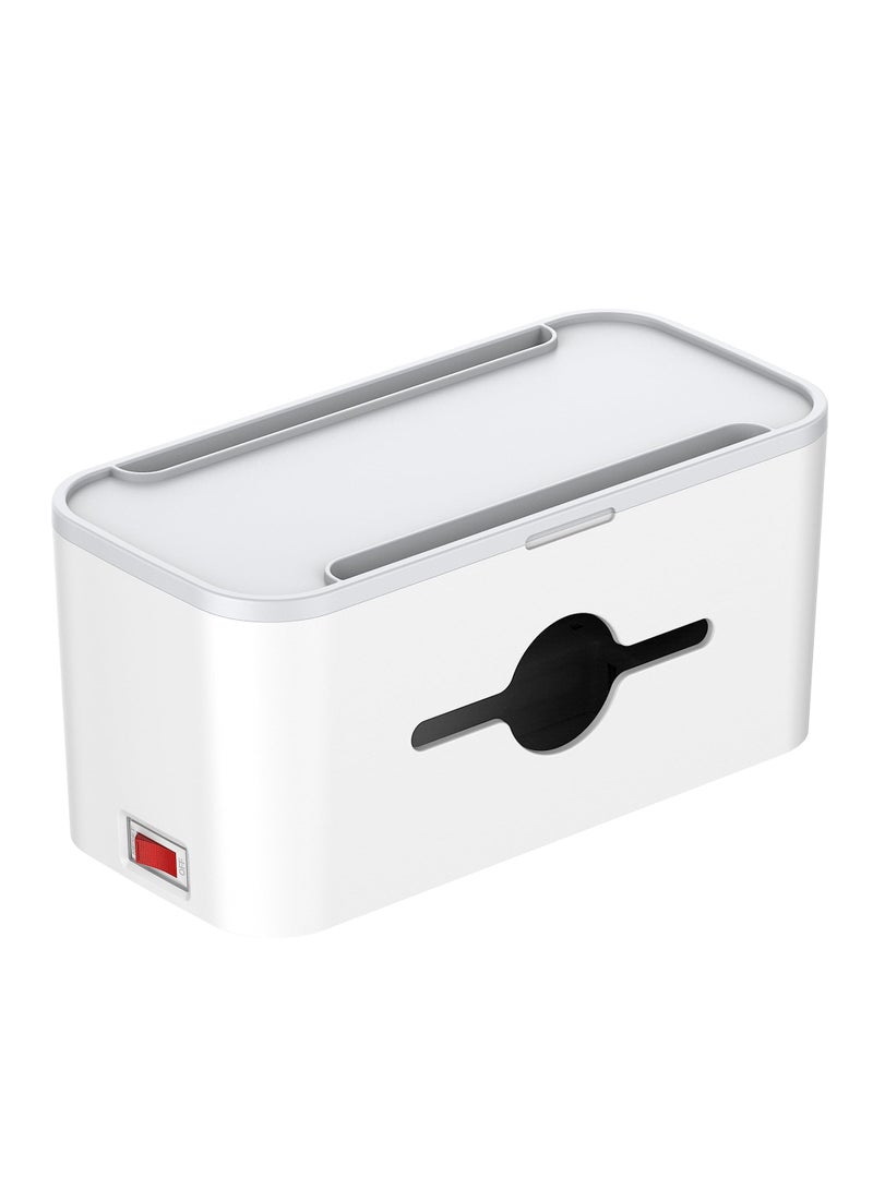 SYOSI Extension Lead with USB Slots ,5 Outlets, 3 USB Ports Extension Lead with Overload Protection, 2M Power Strip Cable and Tidy Box in White - Image 1