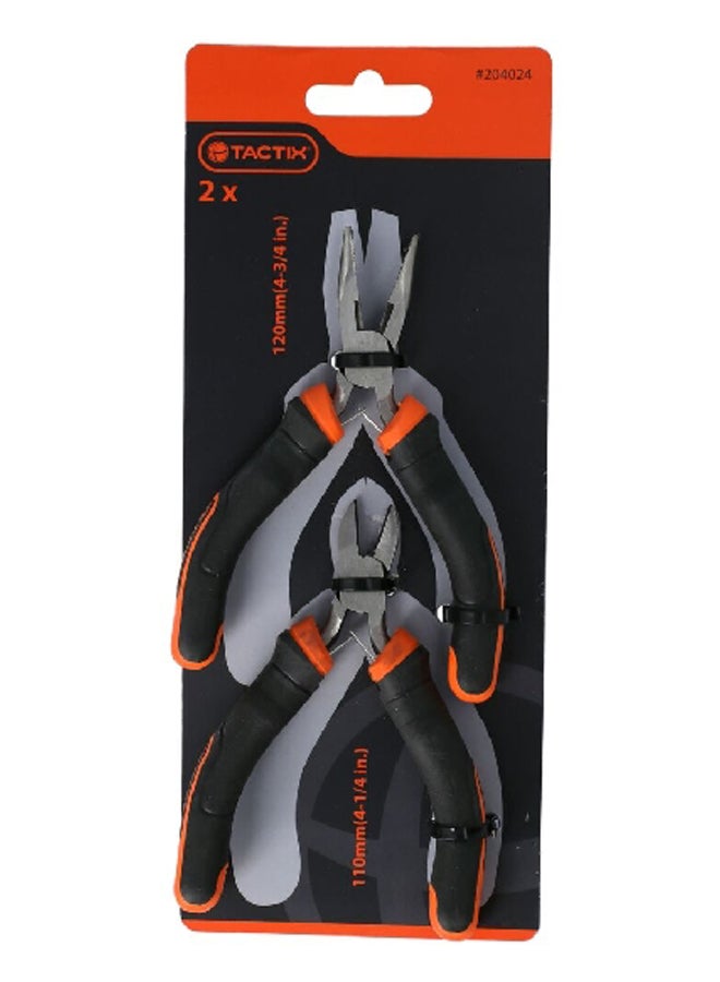Tactix 2-Piece Cast Iron Mini Plier Set with Ergonomic Handle Black and Orange 1.3 x 9.4 x 3.9 Inch 204024 - Image 1