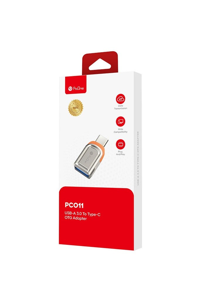 ProOne - ProOne USB-C to USB 3.0 OTG Adapter, 5 Gbps Speed, 3A, Aluminium Alloy, Grey, Compatible with iPad Pro, MacBook, Note20 Ultra, S21+, Huawei P40, Xiaomi 11 - Image 1