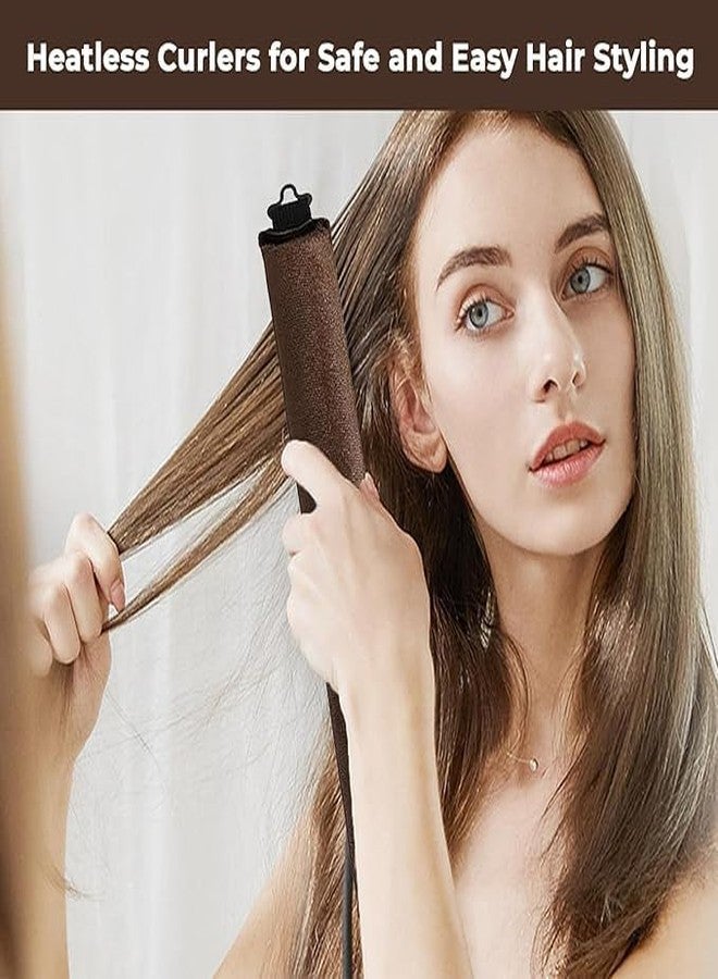 مجموعة بكرات الشعر بدون حرارة، بكرات شعر إسفنجية لتصفيف الشعر طوال الليل، عبوة من 3 قطع، بني - Image 2