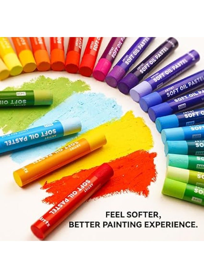 مجموعة الوان باستيل زيتية من ارتيست مكونة من 48 لون، الوان باستيل ناعمة ونابضة بالحياة وكريمية، مجموعة اقلام تلوين زيتية احترافية للفنانين والمبتدئين - Image 3